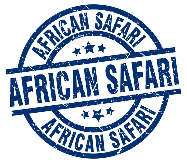 Africano safari blu rotondo grunge timbro — Vettoriale Stock