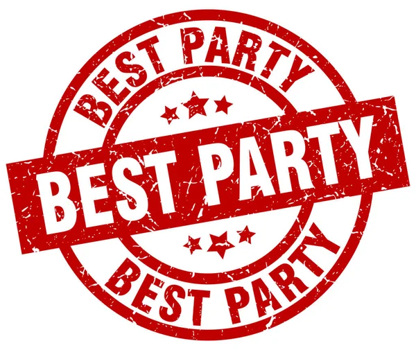 最高のパーティー ラウンド赤グランジ スタンプ — ストックベクタ