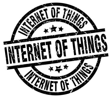 şeylerin Internet yuvarlak grunge siyah pul