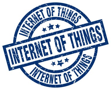 Internet şeyler mavi yuvarlak grunge damga