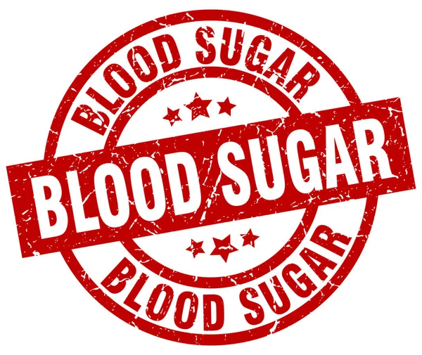 Azúcar en sangre ronda grunge rojo sello — Vector de stock