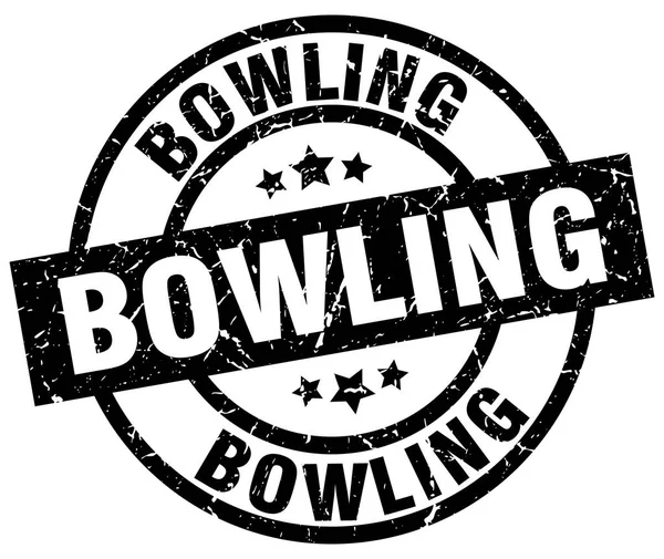 Bowlingrunde Grunge schwarze Briefmarke — Stockvektor