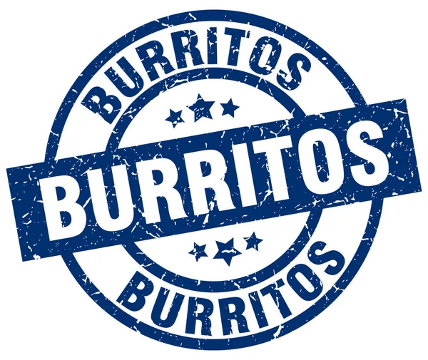 Sello grunge redondo azul burritos — Archivo Imágenes Vectoriales