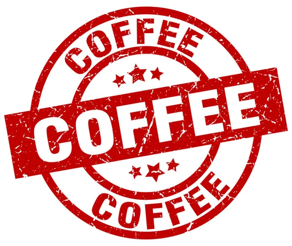 Kahve yuvarlak kırmızı grunge damgası — Stok Vektör