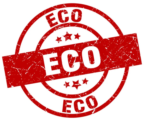 Eco kerek piros grunge-bélyeg — Stock Vector