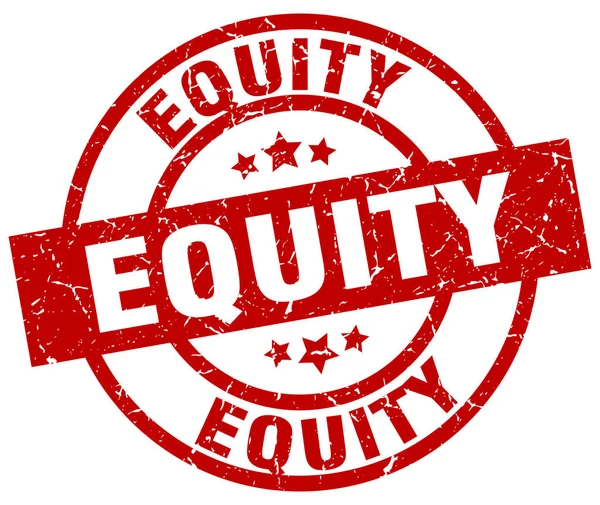 Equity Round Red Grunge Stempel — Stockvektor