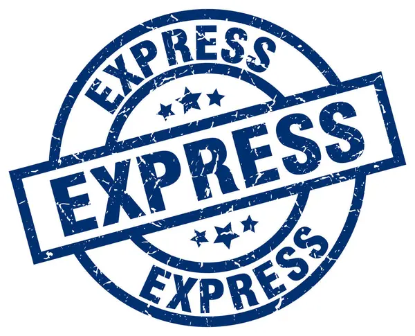 Express blue round grunge stamp — Stock Vector