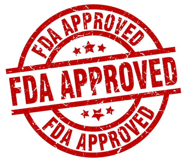 FDA onaylı yuvarlak kırmızı grunge damgası — Stok Vektör