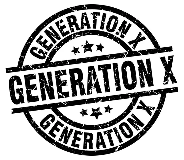 Generation x fekete kerek grunge-bélyeg — Stock Vector