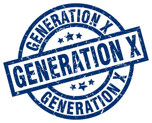 Generation x kék kerek grunge-bélyeg — Stock Vector