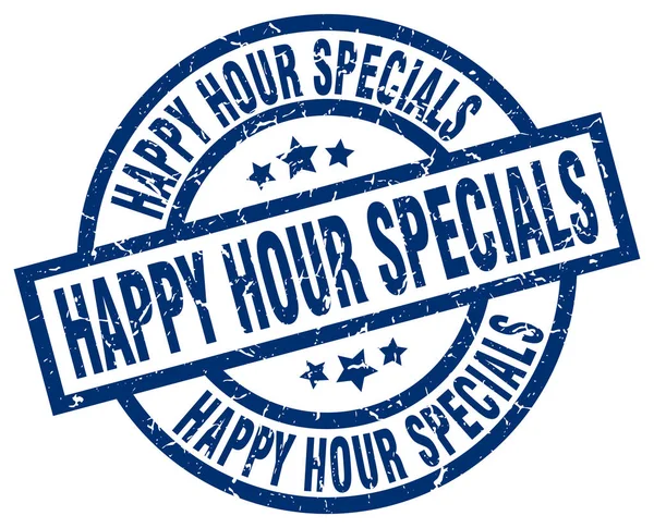 Happy Hour Specials blauer Round Grunge Stempel — Stockvektor