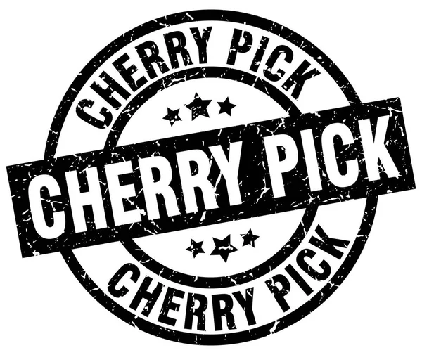 Cherry pick round grunge black stamp - Stock Illustration. 