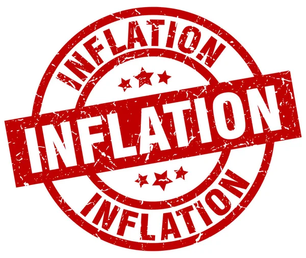 Inflation rund um Red Grunge Stempel — Stockvektor