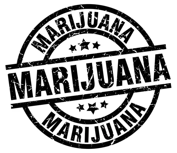 Marihuana ronda grunge negro sello — Vector de stock