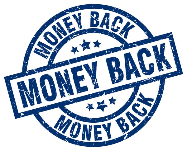 Money back blue round grunge stamp — Stock Vector