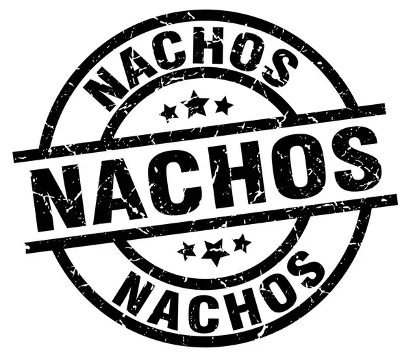 Nachos runda grunge svart stämpel — Stock vektor