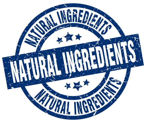 Naturliga ingredienser blå runda grunge stämpel — Stock vektor