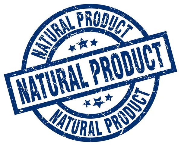 Cap round grunge produk alami biru - Stok Vektor