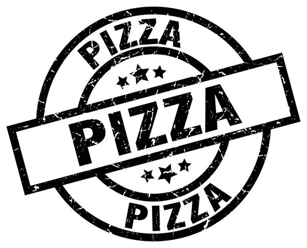 Pizza Round Grunge schwarze Marke — Stockvektor
