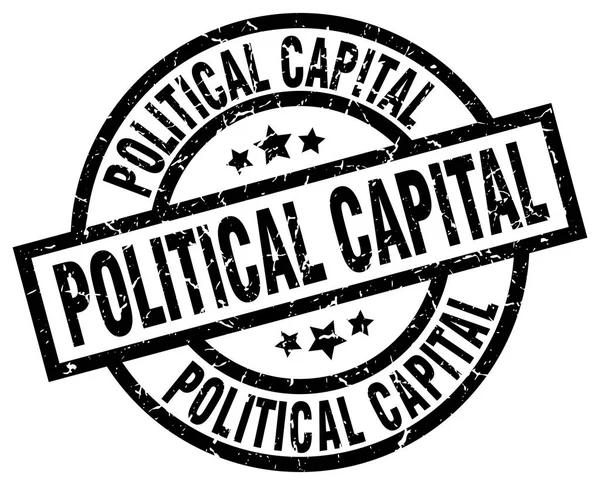 政治資本ラウンド グランジ ブラック スタンプ — ストックベクタ