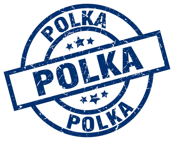Polka Blue Round Grunge Stempel — Stockvektor