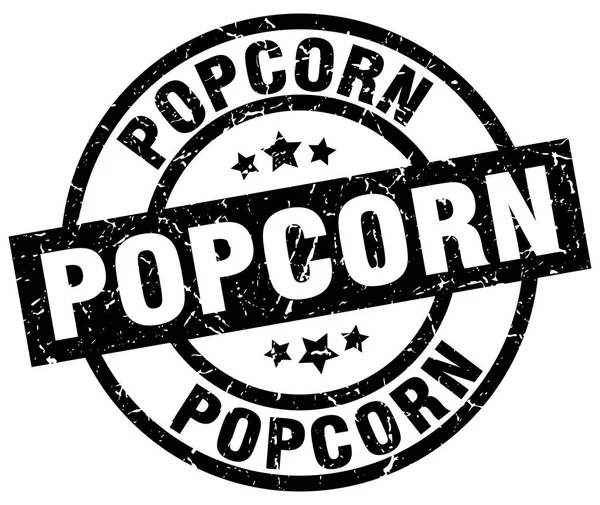 Popcorn runde Grunge schwarze Briefmarke — Stockvektor