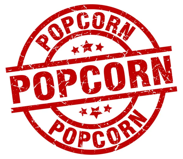 Popcorn round red grunge stamp — Stock Vector