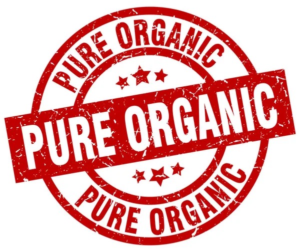 Sello grunge rojo redondo orgánico puro — Vector de stock