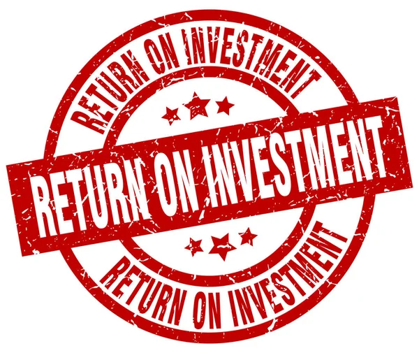 Ritorno sull'investimento rotondo timbro grunge rosso — Vettoriale Stock