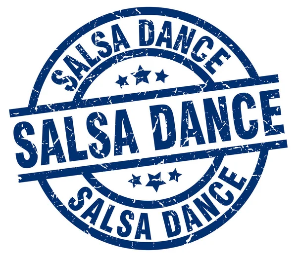 Salsa danse bleu rond timbre grunge — Image vectorielle