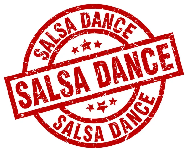 Salsa baile redondo grunge rojo sello — Archivo Imágenes Vectoriales