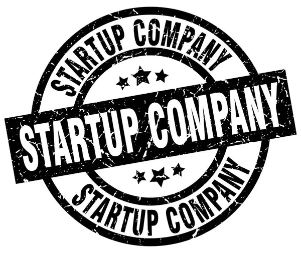 Startup azienda rotonda grunge timbro nero — Vettoriale Stock