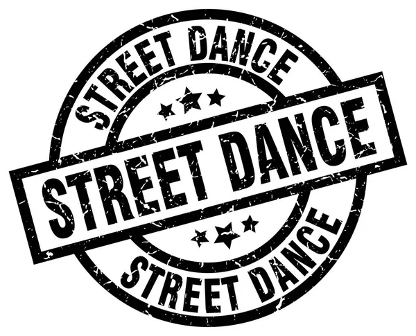 Street dance rotondo grunge timbro nero — Vettoriale Stock
