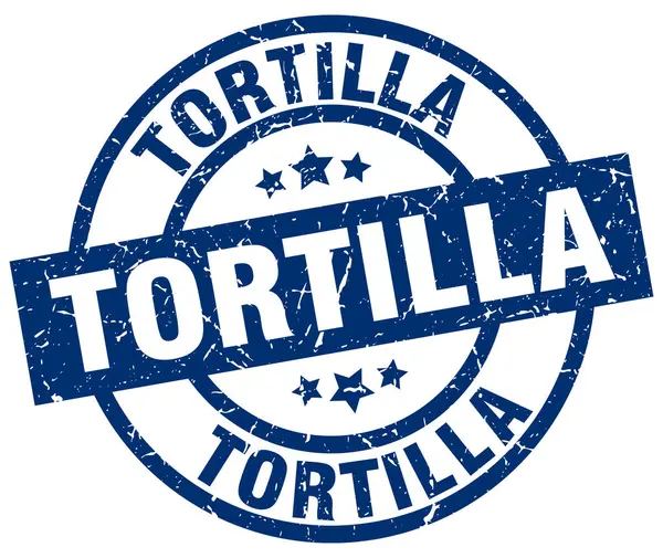 Tortilla blauwe ronde grunge stempel — Stockvector