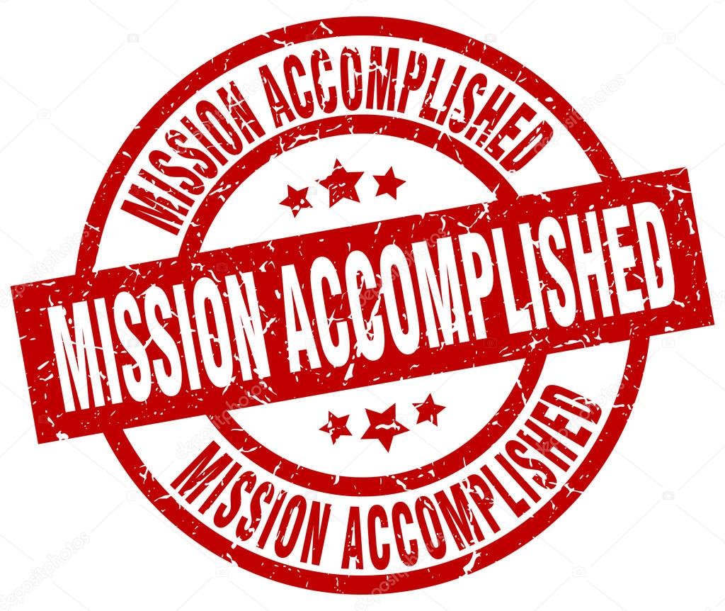 mission accomplished round red grunge stamp