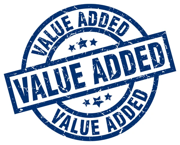 Value added blue round grunge stamp — Stock Vector