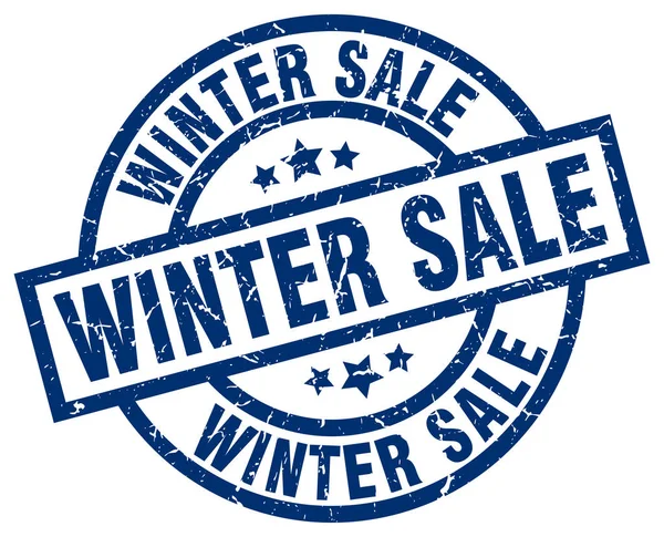 Inverno vendita blu rotondo grunge timbro — Vettoriale Stock