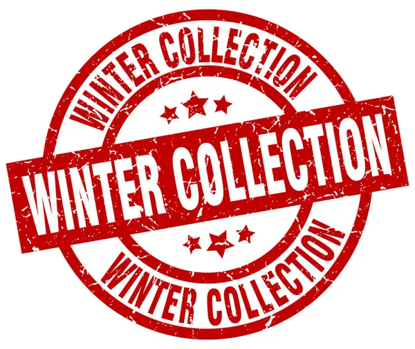 Winter collection round red grunge stamp — Stock Vector