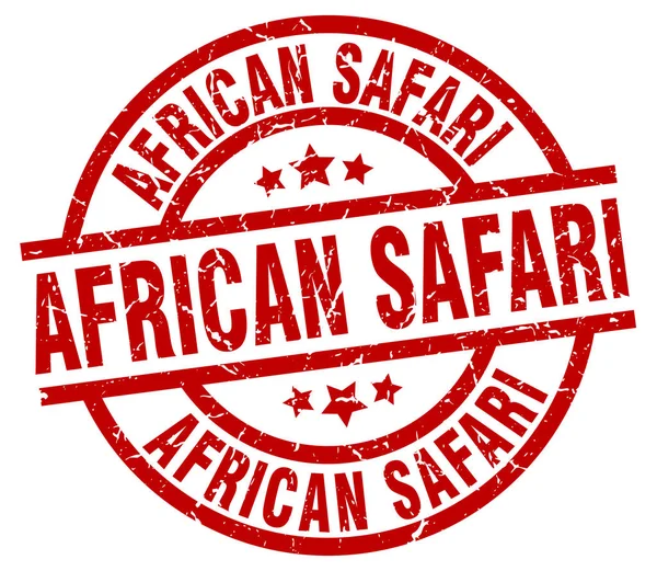 Safari africano ronda grunge rojo sello — Archivo Imágenes Vectoriales