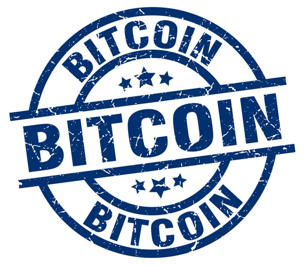 Bitcoin bleu rond timbre grunge — Image vectorielle