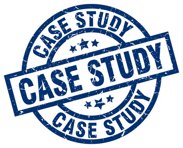Case study blue round grunge stamp — Stock Vector