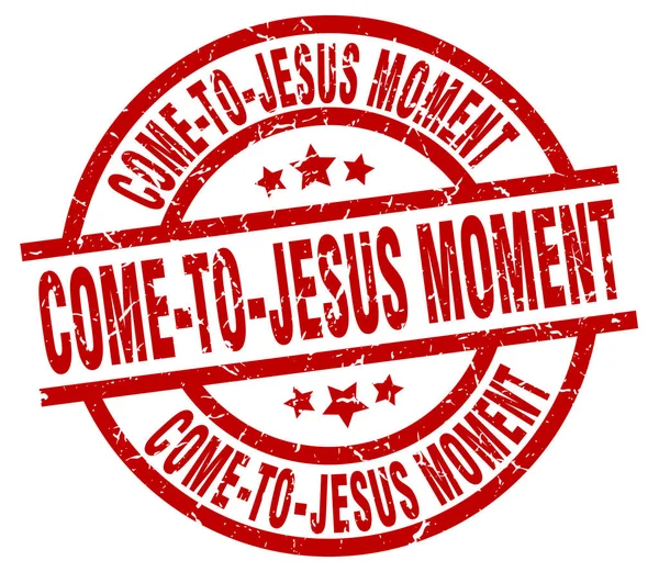 Come-to-jesus moment round red grunge stamp - Stok Vektor