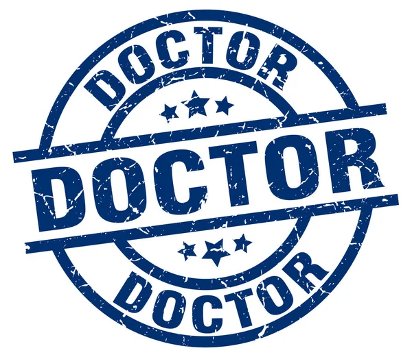 Dokter blauwe ronde grunge stempel — Stockvector