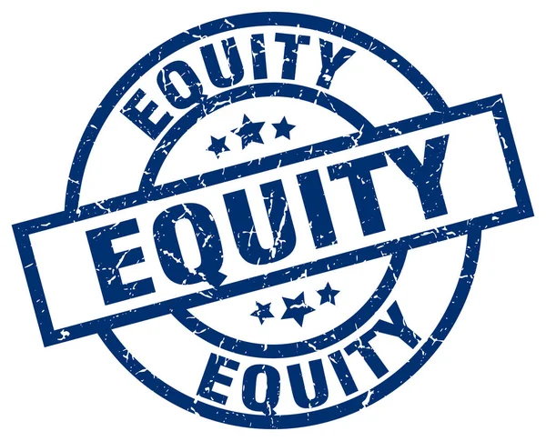 "equity" blauwe ronde grunge stempel — Stockvector