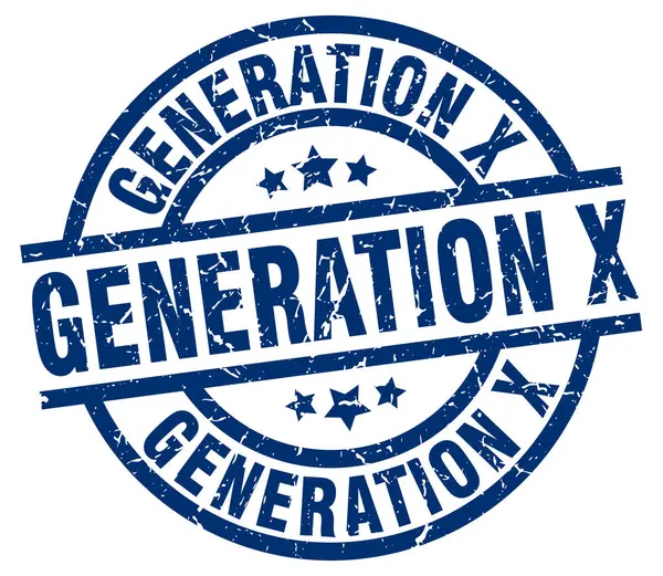 Generation x kék kerek grunge-bélyeg — Stock Vector