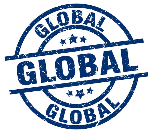 Глобальна синя кругла гранжева марка — стоковий вектор