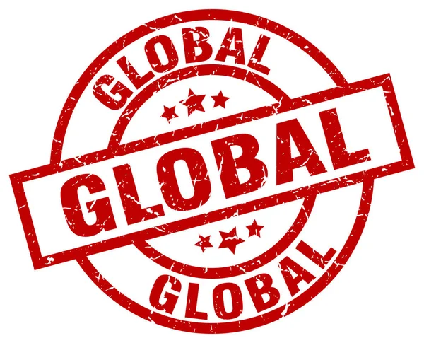 Глобальна кругла червона гранжева марка — стоковий вектор