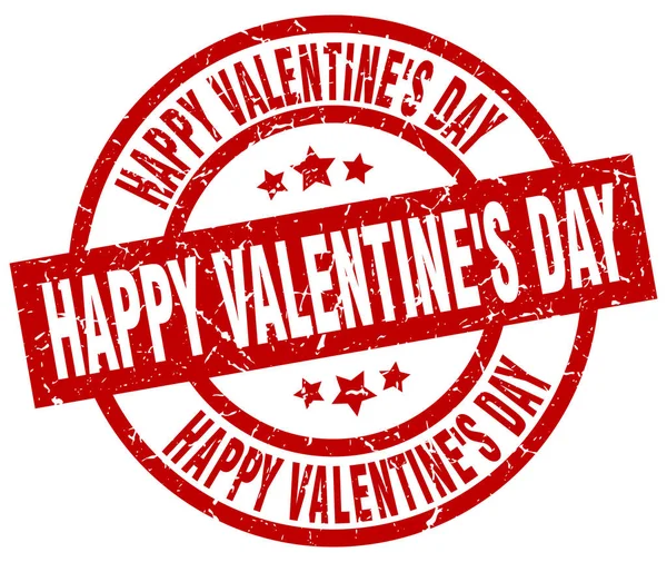 Happy Valentine's day round red grunge stamp — Stock Vector