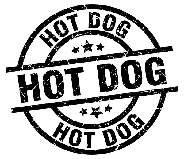 Hot dog ronda grunge negro sello — Vector de stock