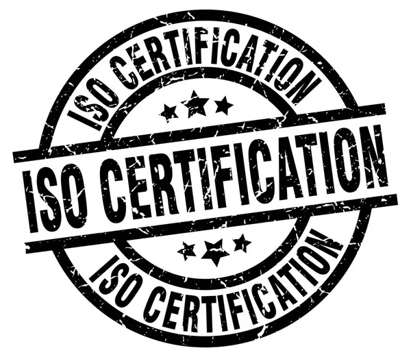 Iso certificación ronda grunge negro sello — Vector de stock